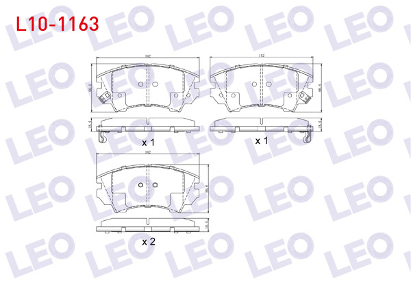 LEO L10-1163 | Fren Balata Ön Ikazlı Opel Insignia 2.0 CDTI 17 Jant 2008-/ Astra J 1.6 CDTI 2009-2016 / Astra J 1.4 T 2009-2016 / Insignia 1.6 2008-/ 1.6 CDTI 2008-/ Zafira C 1.6 CDTI 2014-/ 2.0 CDTI 2011 -