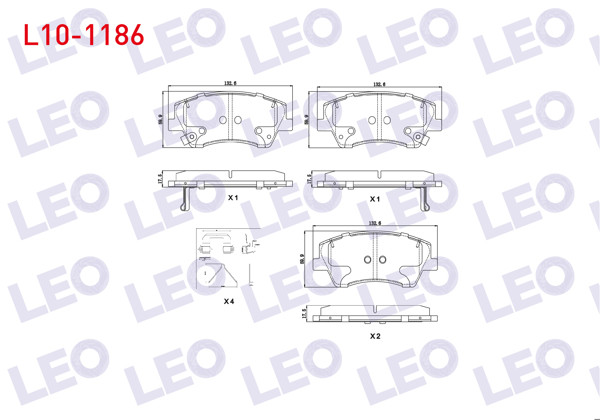 LEO L10-1186 | Fren Balata Ön Ikazlı Tel Delikli Ince Kulaklı Hyundai Elantra 1.6 CRDI-1.6 D-Cvvt 2015 -
