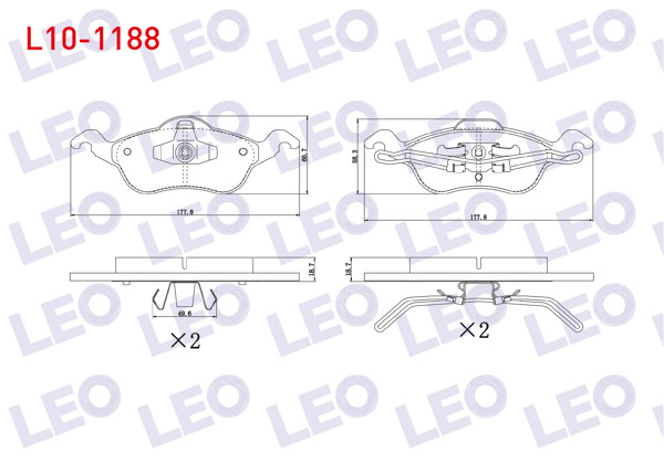 LEO L10-1188 | Fren Balata Ön Ford Focus I 1.6İ 16V 1998-2004 / Focus I 1.8İ 16V 1998-2004 / Focus I 1.8 TDCI 1998-2004 / Focus I 1.6 TDCI 1998-2004 / Focus I 1.4İ 16V 1998-2004 / Focus I 2.0İ 16V 1998-2004