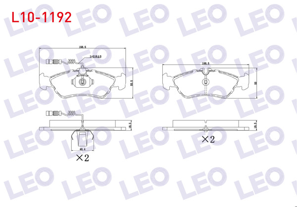 LEO L10-1192 | Fren Balata Arka Fişli Sprinter 3T (903) 313 CDI 1995-2006 / (903) 310 D 1995-2006 / (903) 308 D 1995-2006 / (903) 312 D 1995-2006 / VW Lt 28-35 II 2.5 TDI 1996-2006 / Lt 46 (2Dm-2Dx0fe) 2.5 TDI 1996-2006