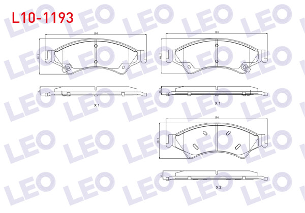 LEO L10-1193 | Fren Balata Ön Ikazlı Ford Ranger (Tke) 2.2 TDCI 4X4 2011-/ Ranger (Tke) 2.5 TDCI 4X4 2011-/ Ranger 3.0 TDCI 4X4 2011-/ Mazda Bt-50 2.5 Cd 4X4 2006 -
