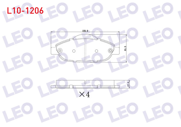 LEO L10-1206 | Fren Balata Ön Peugeot 308 (4A,4C) 1.6 HDI-1.6 VTI-1.6 Thp 2007-2013 / 3008 1.6 HDI-1.6 2009-/ 5008 1.6 HDI 110 Hp 2009 -