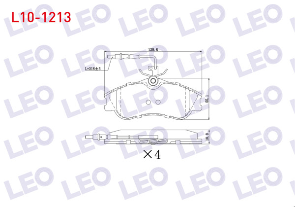 LEO L10-1213 | Fren Balata Ön Fişli Peugeot Partner 1.9 D 1996-2008 / Partner 2.0 HDI 1996-2008 / 306 1.6İ 1993-2002 / 306 1.8İ 1993-2002 / Berlingo 1.9 D 1996-2008 /