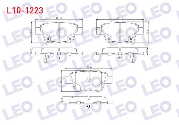 LEO L10-1223 | Fren Balata Arka Ikazlı Toyota Avensis (T25) 1.6 Vvt-I 2003-2008 / Toyota Avensis (T25) 1.8 2003-2008 / Toyota Verso (_Aur2_, _Zgr2_) 2.0 D-4D 2009-/ Toyota Avensis (T25) 2.0 D-4D 2003-2008