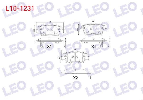 LEO L10-1231 | Fren Balata Arka Ikazlı Hyundai Elantra 1.6 D-Cvvt 2011-2015 / Sonata V 2.0 VVTI 2005-2010 / Kia Soul (Am) 1.6 CRDI 2009-/ Optıma 1.7 CRDI 2012 -