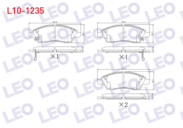 LEO L10-1235 | Fren Balata Ön Ikazlı Tel Delikli Nissan Micra IV (K13) 1.2 2010-/ Nissan Note (E12) 1.5 DCI 2013-/ Nissan Note (E12) 1.6İ 16V 2013 -