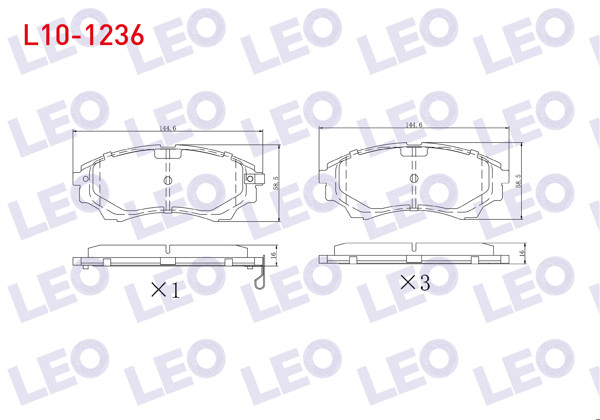 LEO L10-1236 | Fren Balata Ön Ikazlı Ford Ranger 2.5 TDCI 4X4 2002-2006 / Ranger 2.2 TDCI 2002-2006 / Ranger 3.0 TDCI 2002-2006 / Ranger 3.2 TDCI 2002-2006 / Mazda B Serisi (Un) 2.5 D 1998-2006