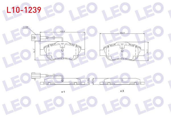 LEO L10-1239 | Fren Balata Ön Fişli Fiat Fiorino 1.3 Mjt 2007-/ Linea 1.3 Mjt 2007-/ Linea 1.4 2007-/ Doblo 1.3 Mjt 2001-2010 / G.Punto 1.3 Mjt 2005-2012 / Citroen Nemo 1.4 HDI 2007-/ Ford Ka 1.2İ 2008 -