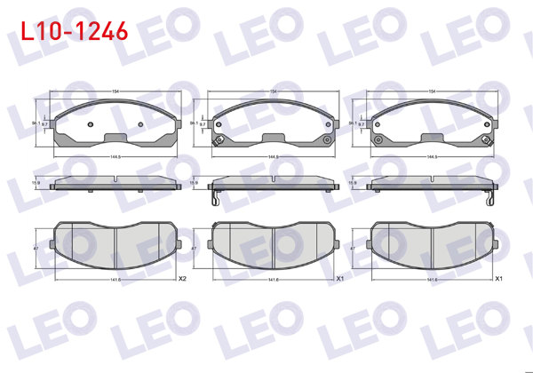 LEO L10-1246 | Fren Balata Ikazlı On Hyundai H100 2.5 D 1993-2004 / Kia Pregıo (Tb) 2.7 D 1997-2002 / Kia Carnıval II 2.5 V6 2001-2006