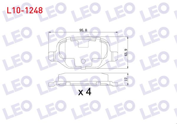 LEO L10-1248 | Fren Balata Arka Fiat Linea 1.6 Mjt 2007-/ Linea 1.4 T-Jet 2007-/ Alfa Romeo 147 (937) 1.6 2001-2010 / 147 (937) 1.9 JTD 2001-2010
