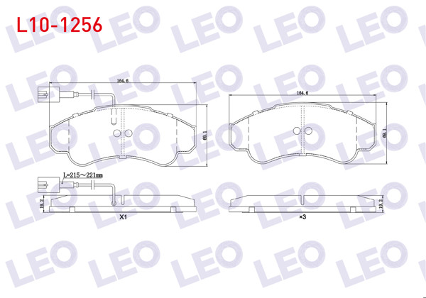 LEO L10-1256 | Fren Balata Ön Fişli Fiat Ducato (244) 2.3 JTD 2002-2006 / Ducato (244) 2.8 JTD 2002-2006 / Citroen Jumper II 2.8 HDI 2002-2006 / Peugeot Boxer II 2.0 HDI 2002-2006 / Boxer II 2.8 HDI 2002-2006