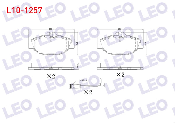 LEO L10-1257 | Fren Balata Ön Fişli Mercedes E Serisi (W211) E 320 CDI 2002-2008 / (W211) E 280 CDI 2002-2008 / (W211) E 200 2002-2008 / (W211) E 200 CDI 2002-2008 / (W211) E 220 CDI 2002-2008 / (W211) E 240 2002-2008