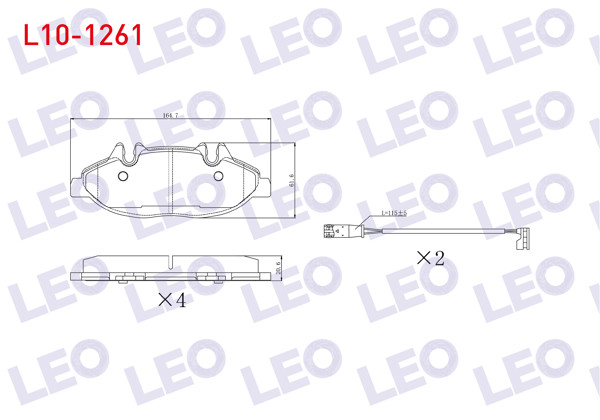 LEO L10-1261 | Fren Balata Ön Fişli Mercedes Vito (W639) 115 CDI 2003-2014 / Vito (W639) 110 CDI 2003-2014 / Viano (W639) 2.2 CDI 2003-2014 / Viano (W639) 2.0 CDI 2003-2014