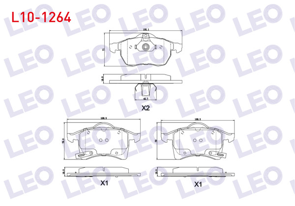 LEO L10-1264 | Fren Balata Ön Ikazlı Opel Zafira A 1.6 16V 1999-2005 / Zafira A 1.8 16V 1999-2005 / Astra G 1.6 16V 1998-2005 / Astra G 2.0 16V 1998-2005 / Astra G 2.0 Dtı 1998-2005 / Astra F 2.0 1991-1998