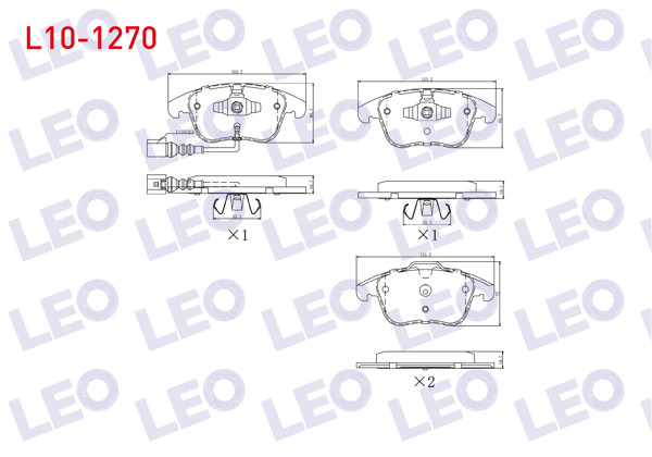 LEO L10-1270 | Fren Balata Ön Fişli Volkswagen Tiguan (5N_) 1.4 TSI 2007-2016 / Tiguan (5N_) 2.0 TDI 2007-2016 / Tiguan (5N_) 2.0 FSI 2007-2016 / Audi Q3 (8U) 2.0 TDI 2011-/ Q3 (8U) 1.4 TFSI 2011 -