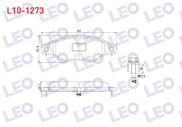 LEO L10-1273 | Fren Balata Ön Peugeot 206 (2A / C) 1.4 HDI 1998-2006 / 206 (2A / C) 1.6 HDI 1998-2006 / 306 (7B,N3,N5) 1.4İ 1993-2002