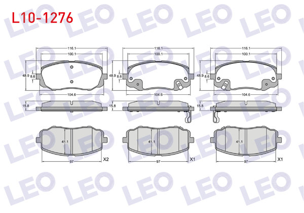 LEO L10-1276 | Fren Balata Ikazlı On Hyundai i20 (Pb,Pbt) 1.2 D-Cvvt 2008-2015 / i20 (Pb,Pbt) 1.4 CRDI 2008-2015 / i20 (Pb,Pbt) 1.4 Cvvt 2008-2015