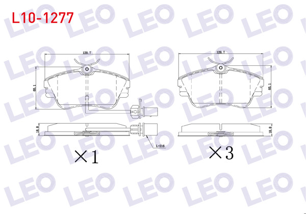 LEO L10-1277 | Fren Balata Ön Fişli Volkswagen Transporter IV (70Xb,70Xc,7Db,7Dw) 2.5 D 1990-2003 / Transporter IV (70Xb,70Xc,7Db,7Dw) 2.5 TDI 1990-2003