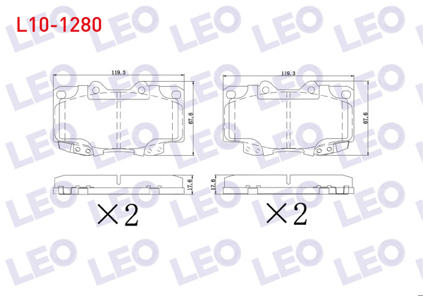 LEO L10-1280 | Fren Balata Ön Toyota Hı-Lux Pick Up 2.5 D 2005-2011 / Hı-Lux Pick Up 2.5 D-4D 2005-2011 / Hı-Lux Pick Up 3.0 D-4D 2005-2011