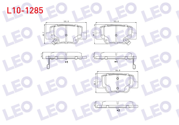 LEO L10-1285 | Fren Balata Arka Ikazlı Toyota Verso (_Aur2_, _Zgr2_) 1.6 2009-/ Verso (_Aur2_, _Zgr2_) 1.8 2009 -