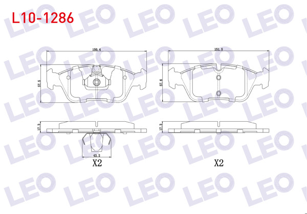 LEO L10-1286 | Fren Balata Ön BMW 3 Serisi (E36) 318 İ 1990-1998 / (E36) 320 İ 1990-1998 / 3 Serisi (E46) 316 İ 1998-2005 / (E46) 318 İ 1998-2005 / (E46) 320 D 1998-2005 / (E46) 325 İ 1998-2005 / (E46) 330 Cd 1998-2005