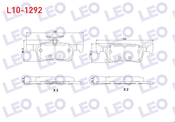 LEO L10-1292 | Fren Balata Arka Peugeot 308 II 1.6 HDI 2014-/ 308 II 1.6 Thp 2014-/ 308 II 1.2 VTI 2014 -