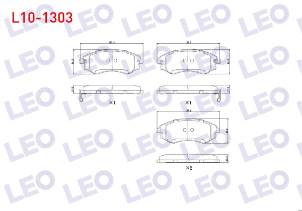 LEO L10-1303 | Fren Balata Ön Ikazlı Hyundai Elantra I-II 1.5 1990-2000 / 1.6İ 16V 1990-2000 / Sonata I 2.0İ 16V 1988-1993 / Magentis 2.0 CRDI 2001-2005 / 2.0İ 16V 2001-2005 / Ssangyong Korando (Kj) 2.9 D 1996-2010