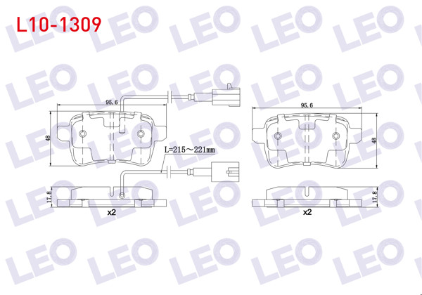 LEO L10-1309 | Fren Balata Arka Fişli Alfa Romeo Giulietta (940) 1.4 Tb 2010-/ Giulietta (940) 1.6 JTD 2010-/ Giulietta (940) 2.0 Jtdm 2010 -