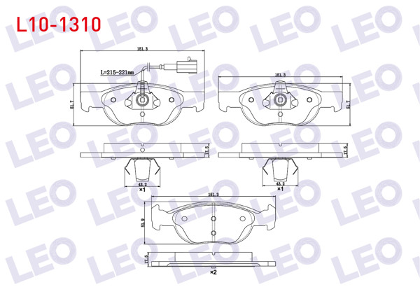 LEO L10-1310 | Fren Balata Ön Fişli Fiat Marea (185) 1.4İ 1996-2007 / 1.6İ 16V 1996-2007 / 1.9 JTD 1996-2007 / Brava (182) 1.6 16V 1995-2002 / 1.6 16V 1995-2004 / Bravo (182) 1.6 Mjt 1995-2004 / 1.9 Mjt 1995-2004