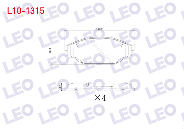 LEO L10-1315 | Fren Balata Ön Tel Delikli Toyota Hı-Lux Pick Up (_N_) 2.4 D 4X4 1983-2005 / Hı-Ace II (H5_) 2.4 D 1983-1989 / Hı-Lux Pick Up (_N_) 2.5 D 1983-2005