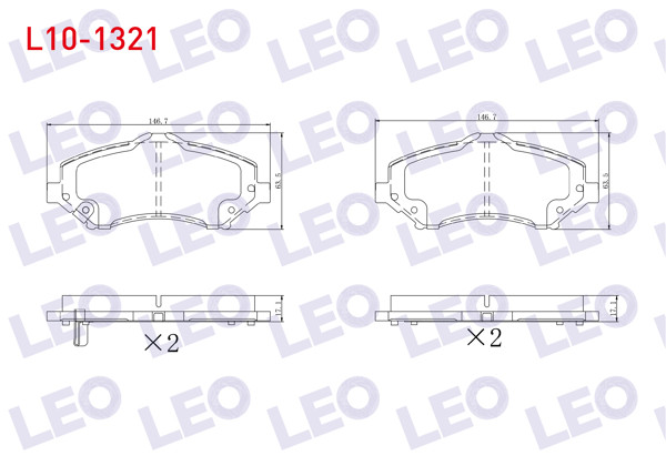 LEO L10-1321 | Fren Balata Ön Ikazlı Fiat Freemont (Jf) 2.0 Mjt 170 Hp 2011-/ Jeep Wrangler III (Jk) 3.8İ V6 2007-/ Chrysler G.Voyager 3.3İ 2008-/ Dodge Nitro 2.8 Crd 4X4 2007 -