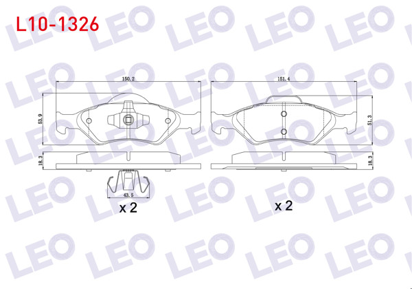 LEO L10-1326 | Fren Balata Ön Ford Fiesta IV 1.25İ 16V 1996-2002 / Fiesta IV 1.4İ 16V 1996-2002 / Fiesta IV 1.3İ 1996-2002
