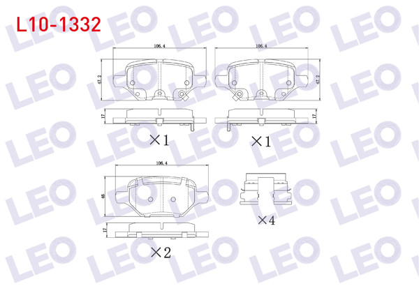 LEO L10-1332 | Fren Balata Arka Ikazlı Opel Mokka 1.4-1.6-1.6 CDTI 2012 -