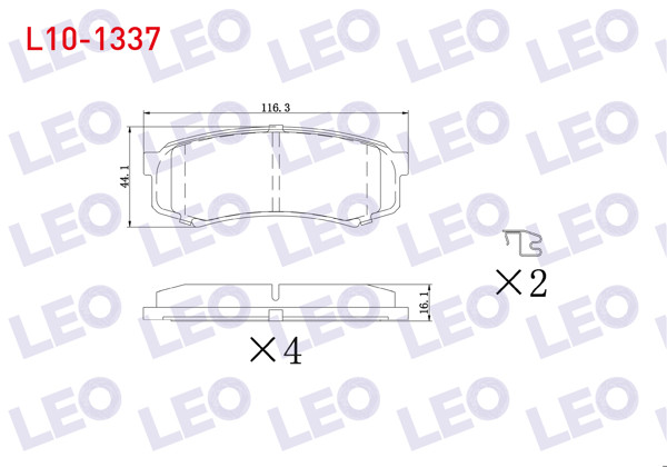 LEO L10-1337 | Fren Balata Arka Toyota Land Cruiser 90 (_J9_) 3.0 D 1996-2002 / 3.0 D-4D 1996-2002 / 3.0 TD 1996-2002 / Mitsubishi Pajero IV (V8w,V9w) 3.2 TD 2007-/ 3.2 Dı-D 2007-/ 3.8 V6 2007 -