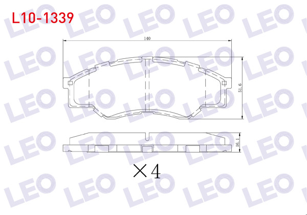 LEO L10-1339 | Fren Balata Ön Toyota Hı-Lux Pick Up 2.5 D 2005-2011 / Hı-Lux Pick Up 2.5 D-4D 2005-2011 / Hı-Lux Pick Up 3.0 D-4D 2005-2011
