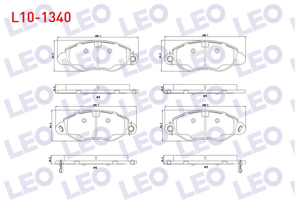LEO L10-1340 | Fren Balata Ön Ikazlı Ford Transit (V184) Onden Çekişli 2.0 TDCI-2.3 16V-2.4 Dı-2.4 TDCI-2.4 Tde 2000-2006
