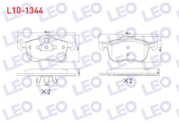 LEO L10-1344 | Fren Balata Ön Volvo C70 I 2.0 1998-2005 / S60 I 2.0 T5 2000-2010 / S80 I 3.0 T6 1998-2006 / V70 I 2.0 T 1997-2000 / V70 II 2.0 T 2000-2007 / S 80 I 2.0 T 1998-2006 / S60 I 2.0 T 2000-2010