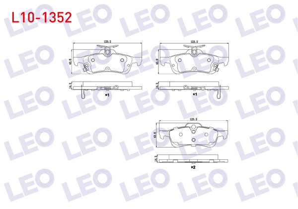 LEO L10-1352 | Fren Balata Arka Ikazlı Honda Civic Ix 1.6İ 2012-2016 / Civic Ix 1.6 I-Dtec 2012-2016 / Civic Ix 1.4İ 2012-2016 / Toyota Yaris (P13) 1.4 D-4D 2011-/ Yaris (P13) 1.33 2011-/ Yaris (P13) 1.5 Hybrıd 2011 -
