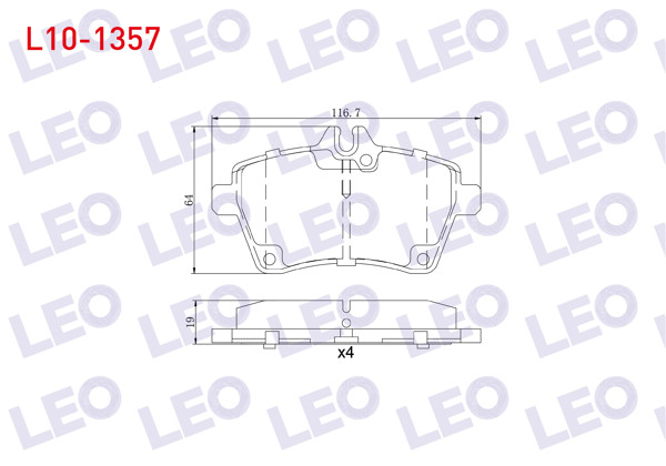 LEO L10-1357 | Fren Balata Ön Mercedes A Serisi A 200 2004-2012 / A 150 2004-2012 / A 160 CDI 2004-2012 / A 170 CDI 2004-2012 / B Serisi B 200 CDI 2005-2011 / B 150 2005-2011 / B 160 2005-2011 / B 180 2005-2011