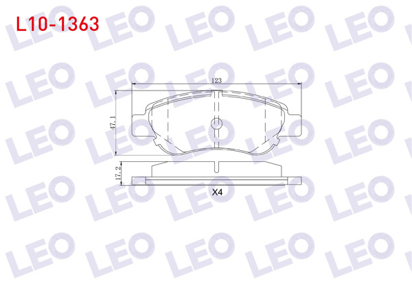 LEO L10-1363 | Fren Balata Ön Peugeot 107 1.0İ 2005-/ Peugeot 107 1.4 HDI 2005-/ Citroen C1 (Pm_, Pn_) 1.0 2005-2015 / Citroen C1 (Pm_, Pn_) 1.4 HDI 2005-2015