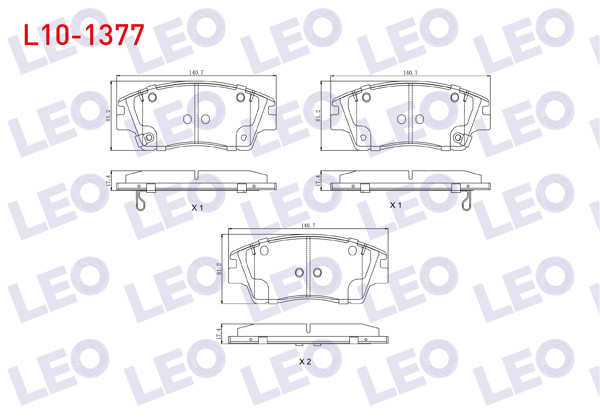 LEO L10-1377 | Fren Balata Ön Ikazlı Tel Delikli Hyundai Tucson (Tle) 1.6 T-GDI 2015-/ Tucson (Tle) 1.6 GDI 2015-/ Tucson (Tle) 2.0 CRDI 2015-/ Kia Sportage (Ql) 1.6 GDI 2015-/ Sportage (Ql) 2.0 CRDI 2015 -