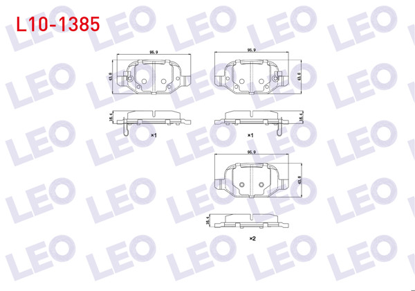 LEO L10-1385 | Fren Balata Arka Fiat 500L 1.6 Mjt 2012-/ 500L 1.3 Mjt 2012-/ 500L 0.9 2012-/ 500L 1.4 2012 -