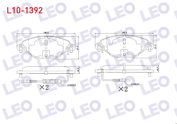 LEO L10-1392 | Fren Balata Ön Fişli Citroen C5 II 1.6 HDI 2004-2008 / C5 II (Rc) 2.0 2004-2008 / C5 II (Rc) 2.0 HDI 2004-2008 / C5 I (Dc) 2.0 HDI 2001-2004 / C5 II (Rc) 1.6 Thp 2004-2008