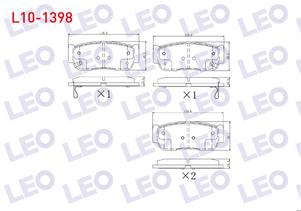 LEO L10-1398 | Fren Balata Arka Ikazlı Hyundai Santa Fe (Cm) 2.2 CRDI 2006-2012 / Santa Fe (Cm) 2.7İ V6 2006-2012 / Ssangyong Kyron 2.0 Xdı 4Wd 2005-2011 / Rodıus I 2.7 Xdı 4Wd 2005-2013