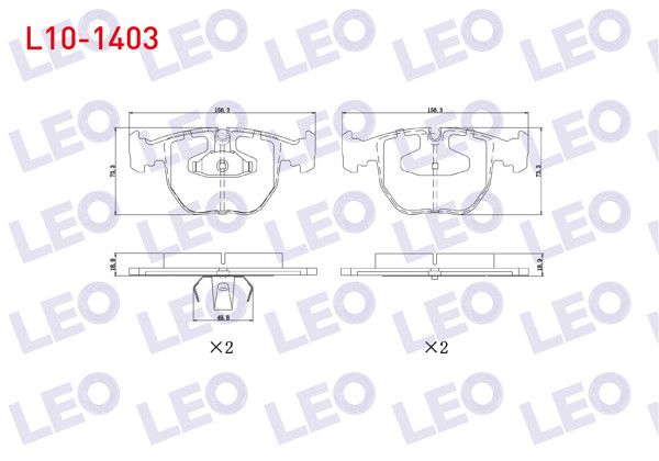 LEO L10-1403 | Fren Balata Ön BMW X5 (E53) 3.0 D 2000-2007 / (E53) 3.5 Xd 2000-2007 / X5 (E53) 4.4 2000-2007 / (E53) 4.6 İs 2000-2007 / 5 Serisi (E39) 525 İ 1995-2003 / (E39) 530 D 1995-2003 / (E39) 518 İ 1995-2003