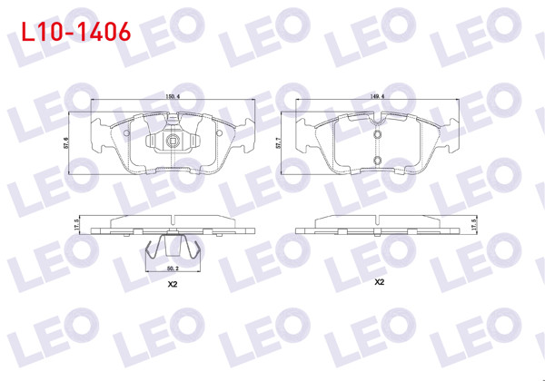 LEO L10-1406 | Fren Balata Ön BMW 1 Serisi (E87) 120 İ 2003-2012 / 3 Serisi (E90) 318 D 2005-2011 / (E90) 316 İ 2005-2011 / (E90) 325 İ 2005-2011 / (E90) 335 D 2005-2011 / (E90) 316 Ti 2005-2011 / (E90) 318 Cl 2005-2011