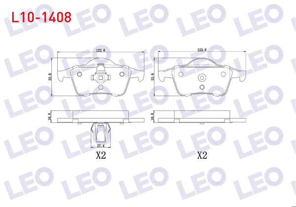 LEO L10-1408 | Fren Balata Arka Volvo C70 I 2.0 1998-2005 / S60 I 2.0 T5 2000-2010 / S80 I 3.0 T6 1998-2006 / V70 I 2.0 T 1997-2000 / V70 II 2.0 T 2000-2007 / S 80 I 2.0 T 1998-2006 / S60 I 2.0 T 2000-2010