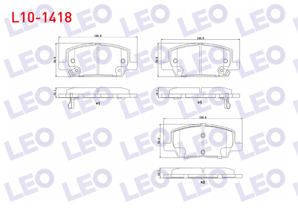LEO L10-1418 | Fren Balata Ön Ikazlı Opel Mokka 1.4-1.6-1.6 CDTI 2012-/ Mokka X 1.6 CDTI 2012 -