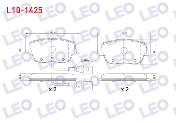 LEO L10-1425 | Fren Balata Ön Fişli VW Polo 1.4İ 16V 2001-2012 / 1.4 TDI 2001-2012 / 1.9 TDI 2001-2012 / 1.6İ 16V 2001-2012 / Skoda Fabia (6Y2) 1.4İ 1999-2007 / Fabia II 1.4 2006-2015 / Roomster (5J) 1.4 TDI 2006 -