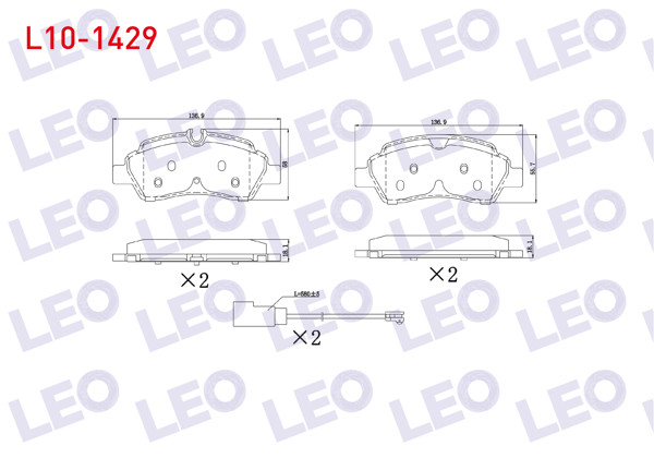 LEO L10-1429 | Fren Balata Fişli Arka Ford Transit (Çift Teker) 2.2 TDCI 17.00mm 2014 -